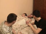 Mature Russian Sleeping Woman Awaken and Fucked By Two Boys