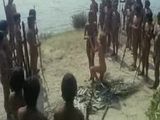 African Tribe Member Performing Weird Ritual